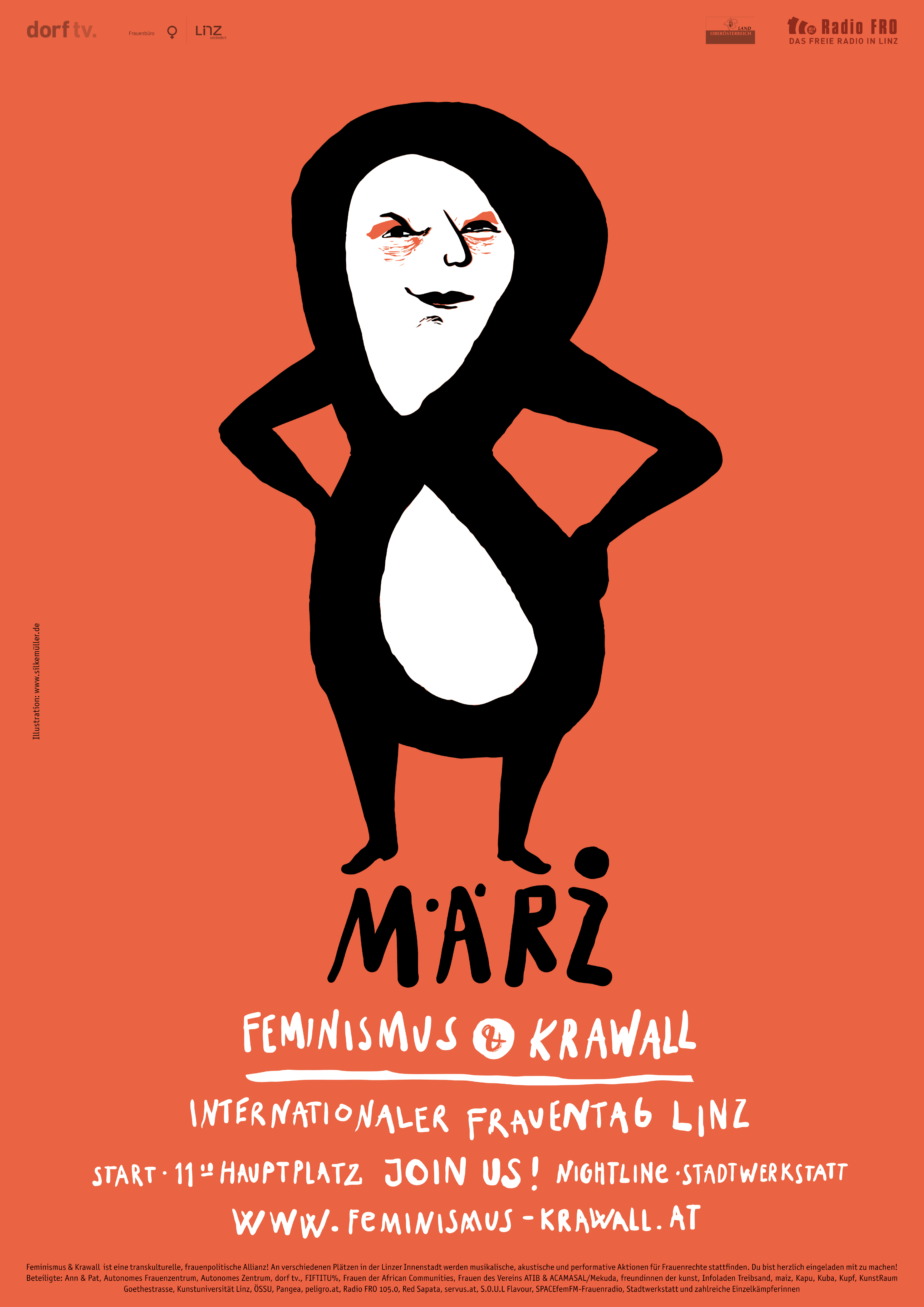 A3 Plakat Feminismus & Krawall  Illustration: Silke Müller – Feminismus &  Krawall